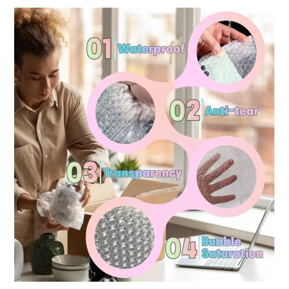4x6 Clear Bubble Out Bags – 20 Pack Double Wall Bubble Pouches Bubble Packers